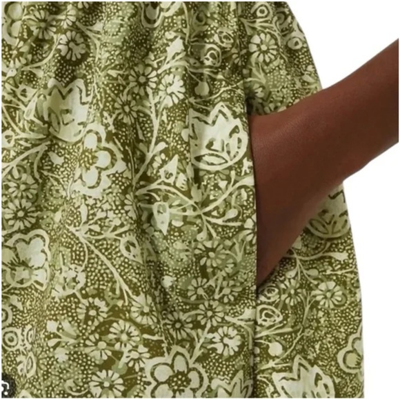 Tuckernuck Bergamot Walker Dress XS NWT Green Floral Midi Cotton Pockets - Picture 5 of 11